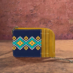 WG2203-W005 2023 Fall New Wrangler Aztec Southwestern Art Print Mini Zip Card Case