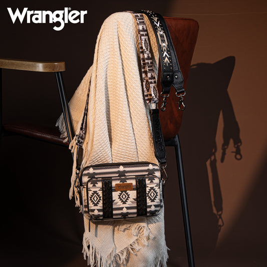 Wrangler Aztec Printed Crossbody Purse-Black