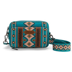 Wrangler Aztec Printed Crossbody Purse-Turquoise