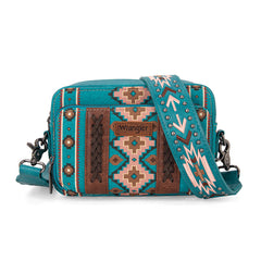 Wrangler Aztec Printed Crossbody Purse-Turquoise