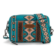 Wrangler Aztec Printed Crossbody Purse-Turquoise