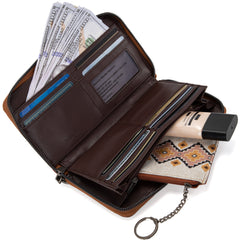 WG2208-W006  Wrangler Whipstitch Wallet/Wristlet - Brown