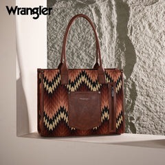 Wrangler Southwestern Pattern Dual Sided Print Concealed Carry Wide Tote