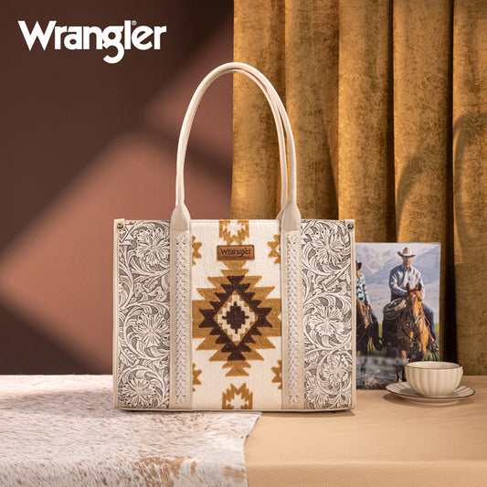 Wrangler Vintage Tooled Aztec Pattern Print Concealed Carry Large Tote