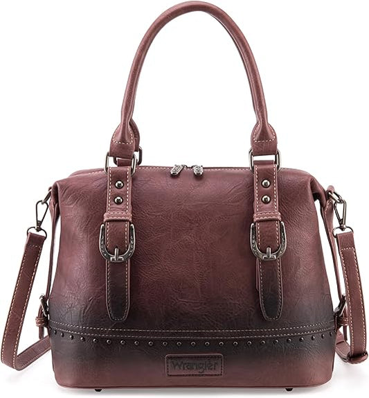 WG48-S5110A  Wrangler Buckle Classic Barrel Satchel -Burgundy