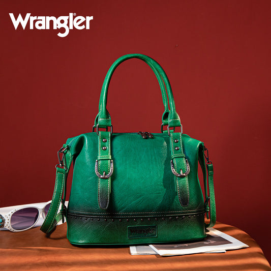 WG48-S5110A  Wrangler Buckle Classic Barrel Satchel -Dark Green