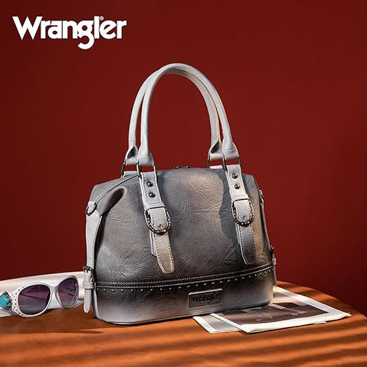 WG48-S5110A  Wrangler Buckle Classic Barrel Satchel -Grey