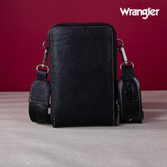 WG48S-270 Wrangler Crossbody Cell Phone Purse 2 Zippered Compartment with Coin Pouch - Black