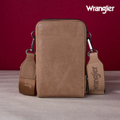 WG48S-270 Wrangler Crossbody Cell Phone Purse 3 Zippered Compartment with Coin Pouch - Khaki)