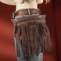 WG73-194  Wrangler Fringe  Fanny Pack Belt Bag Sling Bag - Coffee