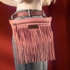 WG73-194  Wrangler Fringe  Fanny Pack Belt Bag Sling Bag - Coffee