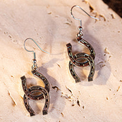 Wrangler Double Horse Shoe Dangling Earrings - Cowgirl Wear