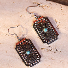 Wrangler Western Beaded Sunburst Concho Dangling Earring - Cowgirl Wear