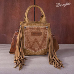 Wrangler Denim Pocket Fringe Crossbody Tote