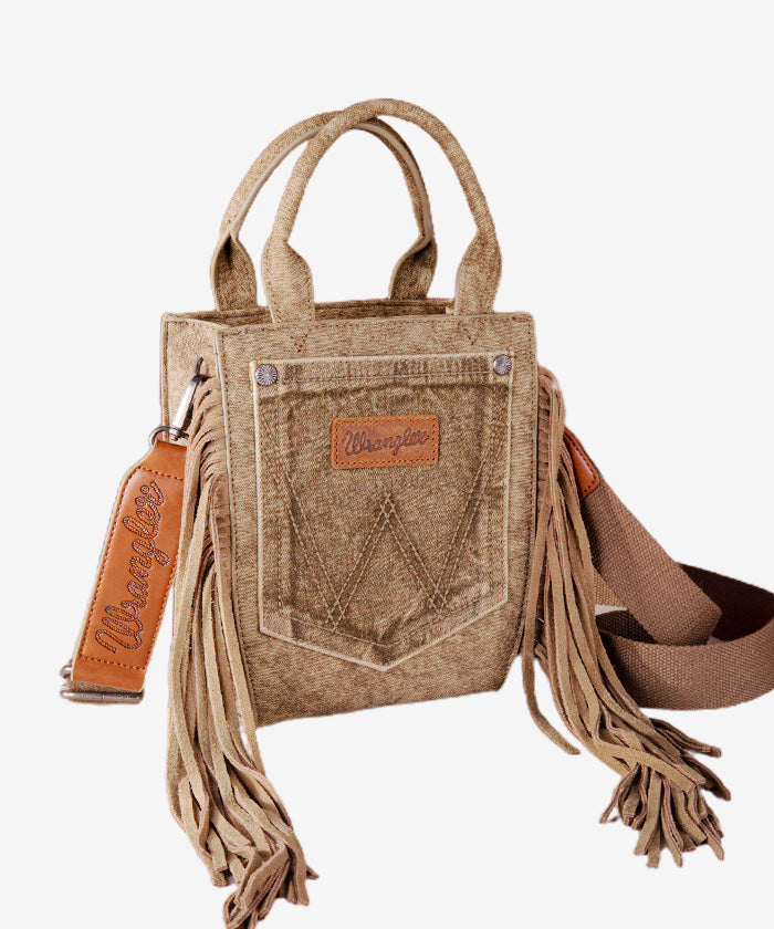 Wrangler Denim Pocket Fringe Crossbody Tote - Montana West World