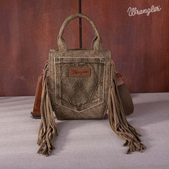 Wrangler Denim Pocket Fringe Crossbody Tote