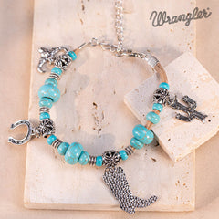 Wrangler® Leather Turquoise Stone Beads Bracelet