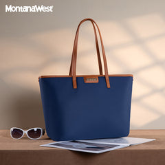 Montana West Waterproof Nylon Tote Bag-Dark Blue