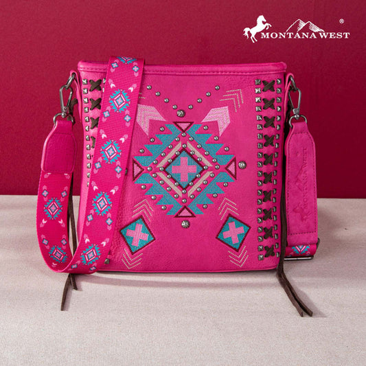 Montana West Embroidered Aztec Collection Concealed Carry Crossbody Bag