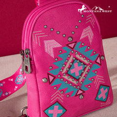 Montana West Embroidered Aztec Collection Sling Bag