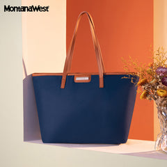 Montana West Waterproof Nylon Tote Bag-Dark Blue