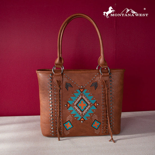 Montana West Embroidered Aztec Collection Concealed Carry Tote