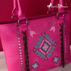 Montana West Embroidered Aztec Collection Concealed Carry Tote