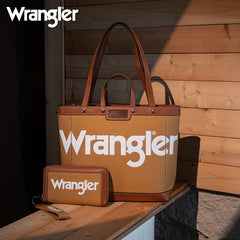 Wrangler Leather Trim Canva Tote Bag Set