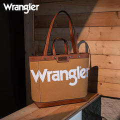 Wrangler Leather Trim Canva Tote Bag Set