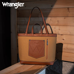 Wrangler Leather Trim Canva Tote Bag Set