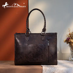 Montana West Fringe Tooled Carry Tote Set