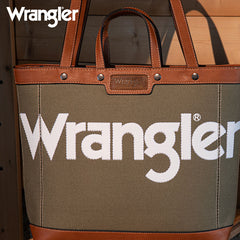 Wrangler Leather Trim Canva Tote Bag