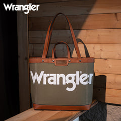 Wrangler Leather Trim Canva Tote Bag Set