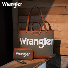 Wrangler Leather Trim Canva Tote Bag Set