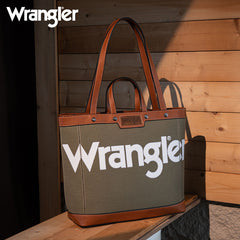 Wrangler Leather Trim Canva Tote Bag Set