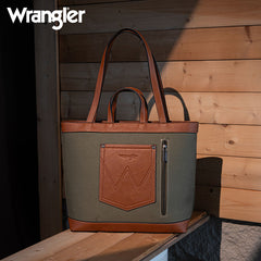 Wrangler Leather Trim Canva Tote Bag Set