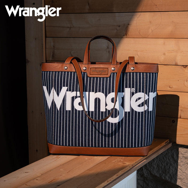 Wrangler Leather Trim Canva Tote Bag Set Cowgirl Wear