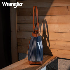 Wrangler Leather Trim Canva Tote Bag Set