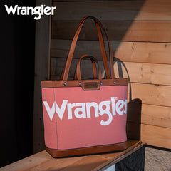 Wrangler Leather Trim Canva Tote Bag Set