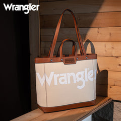 Wrangler Leather Trim Canva Tote Bag Set