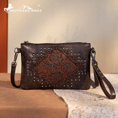 Montana West Tooled Studded Crossbody