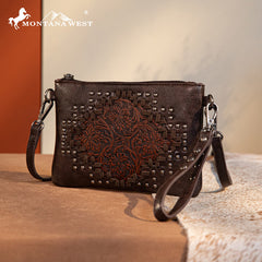 Montana West Tooled Studded Crossbody