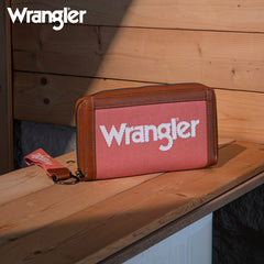 Wrangler Leather Trim Canva Wristlet Wallet