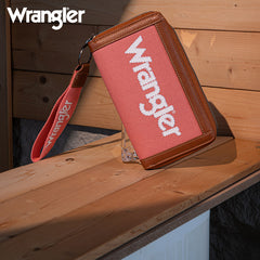 Wrangler Leather Trim Canva Wristlet Wallet