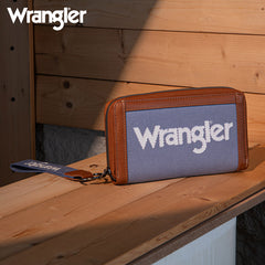 Wrangler Leather Trim Canva Wristlet Wallet