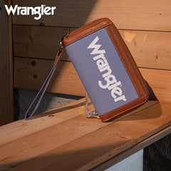 Wrangler Leather Trim Canva Wristlet Wallet