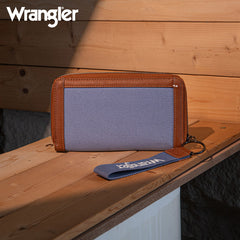 Wrangler Leather Trim Canva Wristlet Wallet