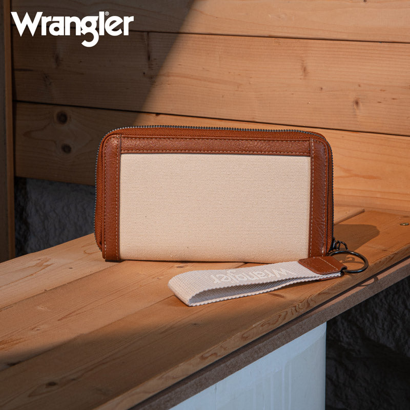 Wrangler Leather Trim Canva Tote Bag Set Cowgirl Wear