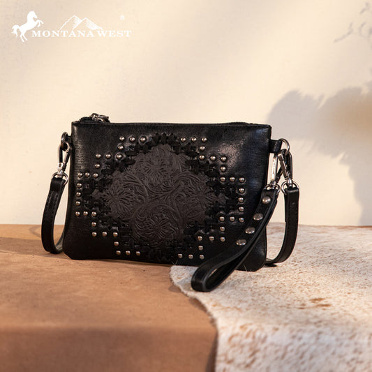 Montana West Tooled Studded Crossbody