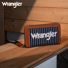 Wrangler Leather Trim Canva Wristlet Wallet